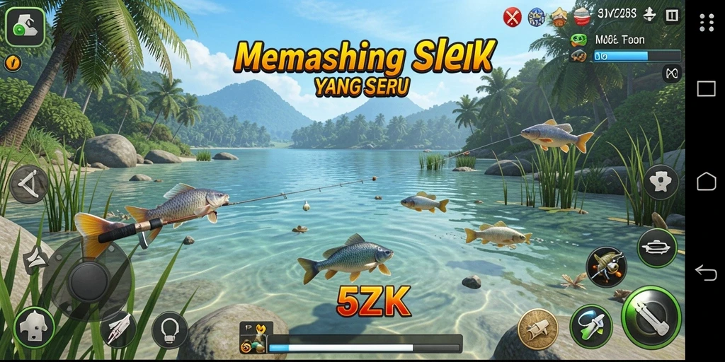 Screenshot menunjukkan aksi seru memancing di <strong>5ZK</strong> dengan grafik yang memukau.
