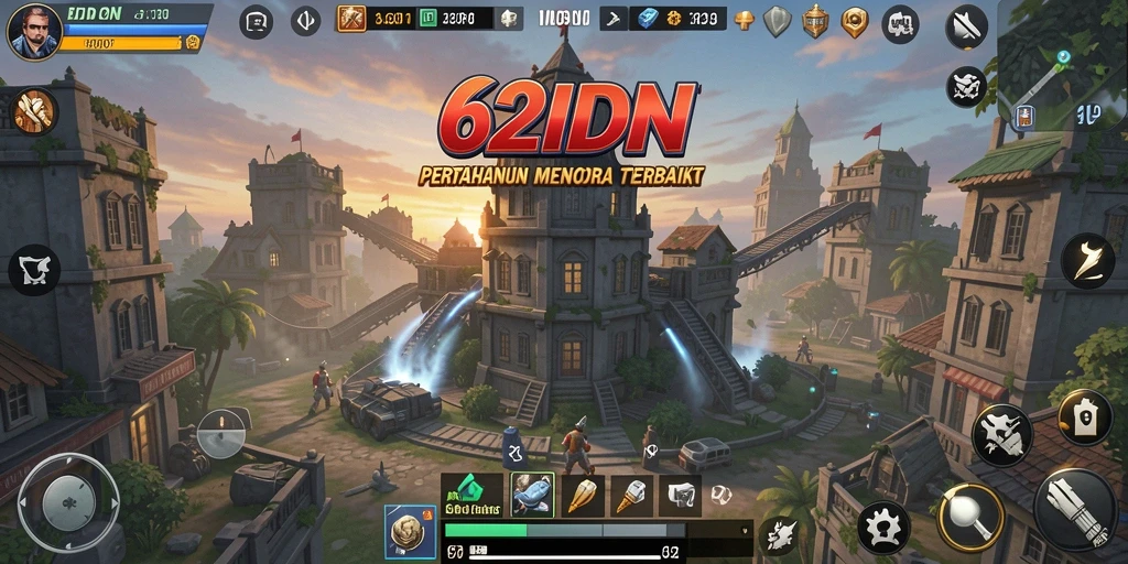 Tampilan gameplay <strong>62IDN</strong> yang mendebarkan dan strategis dalam pertahanan menara.