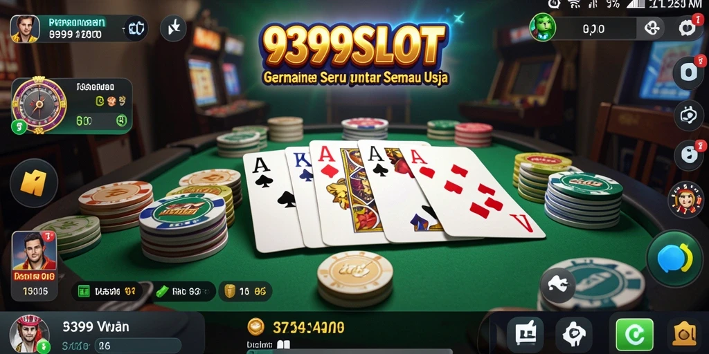 Tampilan gameplay seru 9399SLOT yang menampilkan pemain dalam aksi Gaple.