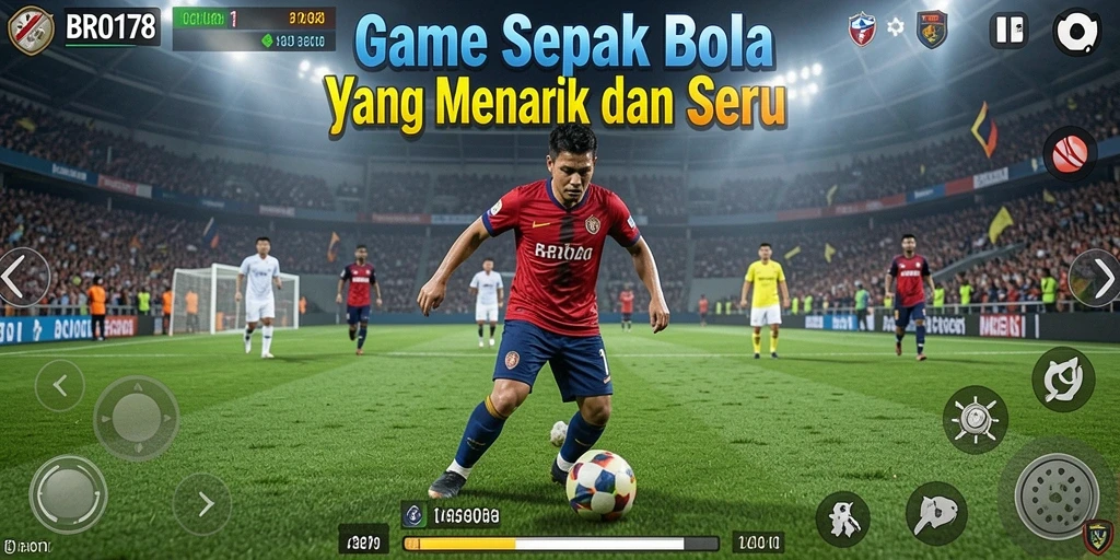 Tangkapan layar dari gameplay BRO178 yang mengasyikkan di lapangan sepak bola.