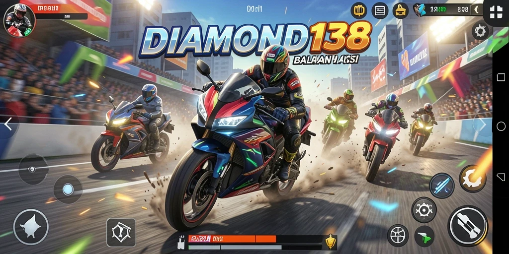 Screenshot menampilkan aksi balapan motor yang mendebarkan.