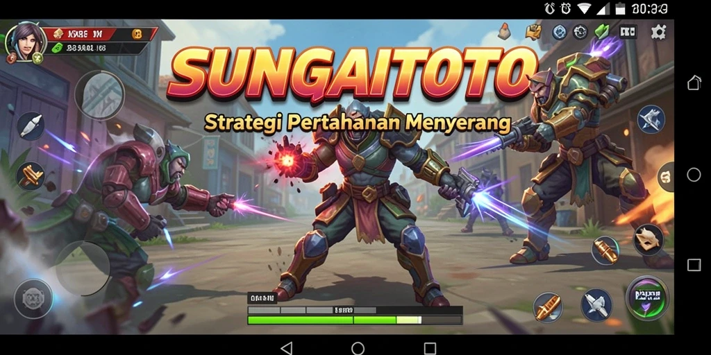 Screenshot SUNGAITOTO menampilkan aksi seru gameplay Tower Defense.