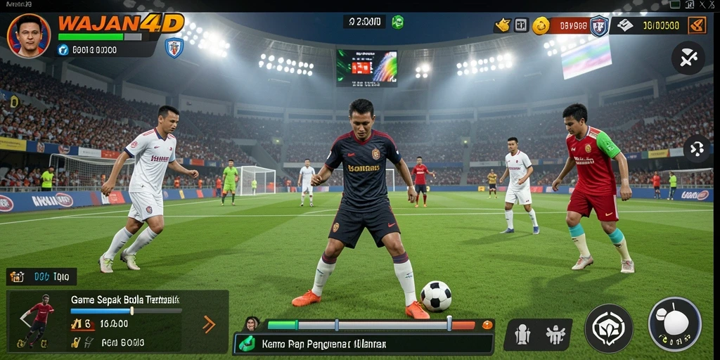 Gameplay menegangkan dalam WAJAN4D dengan aksi sepak bola yang seru.