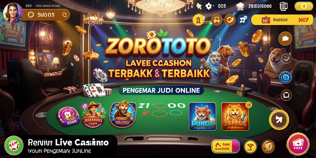 Tampilan utama ZOROTOTO menampilkan dealer langsung dan suasana kasino yang mendebarkan.